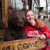 Me and a bear sculpture in Vancouver, BC, Canada
